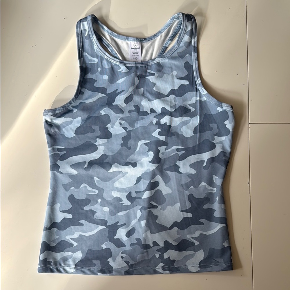 Girls Blue Camouflage Bra Tank Top Size 10/12 NWOT 90 Degree by Reflex